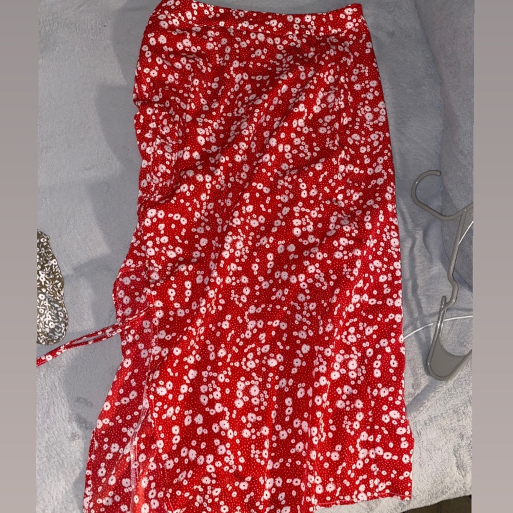 Split thigh floral skirt